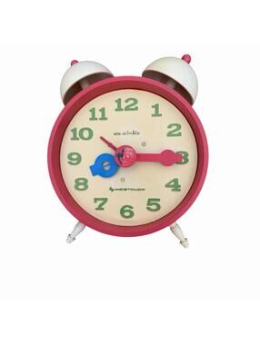 Vintage WESTCLOX Wee Winkie Alarm Clock Red Green Retro Mid Century Modern Works